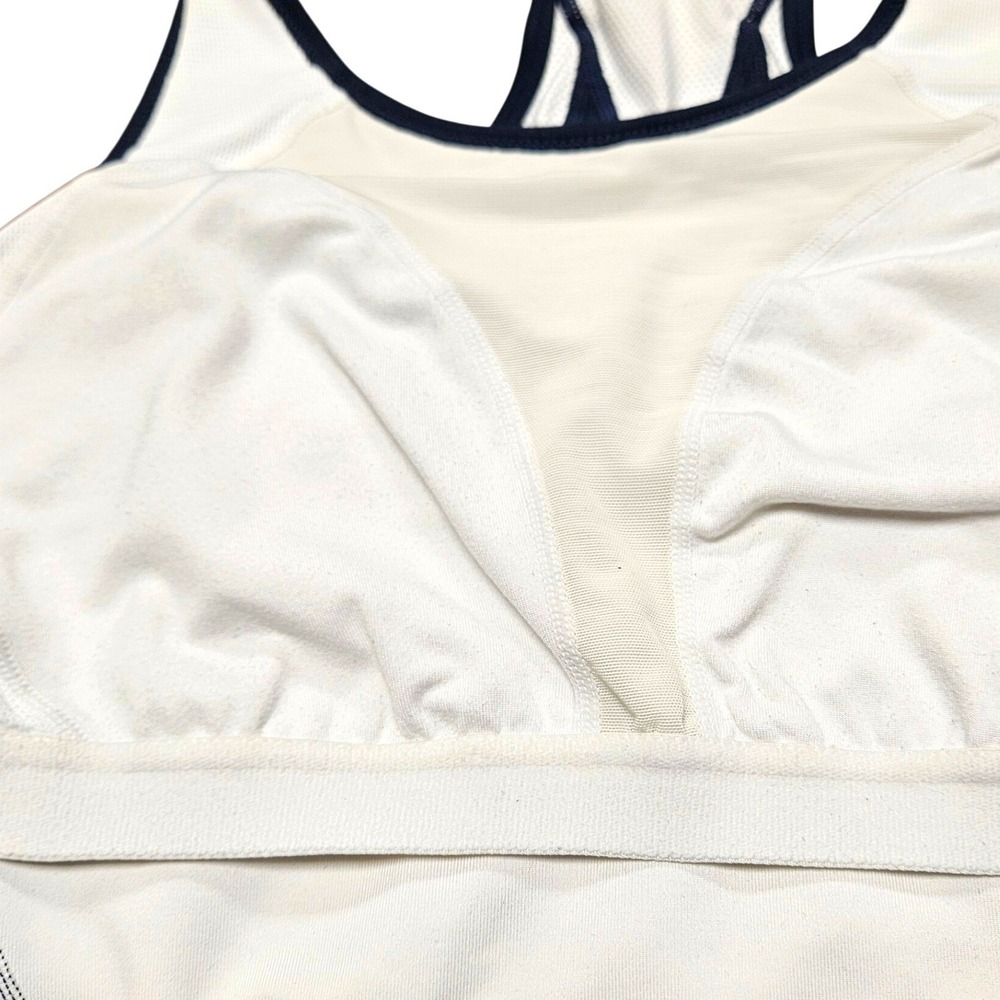 Nike Dri-FIT Racerback Tank Top Large White Black Piping Built-in Shelf Bra Gym - Picture 9 of 9